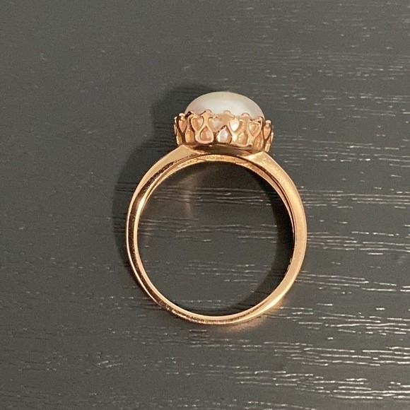 🟡 SALE Rose Gold Over Sterling Silver Pearl Ring Size 7.75 - Picture 7 of 9